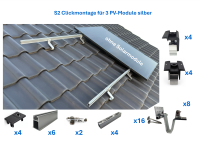 S2 Ziegeldach Clickmontage-Set für 3 PV-Module vertikal